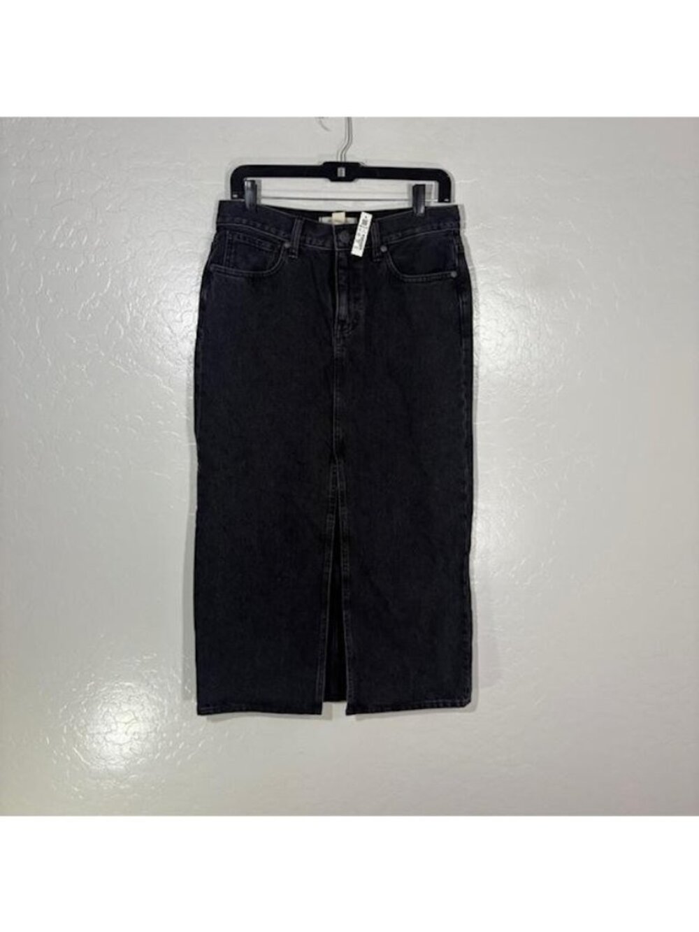 Madewell Black Denim Midi Pencil Skirt
